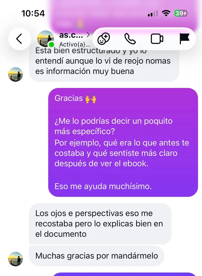 DM Instagram: información muy buena, está bien estructurado